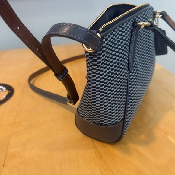 COACH shoulder bag handbag F27574 canvas leather navy blue ladies - Picture 5 of 7